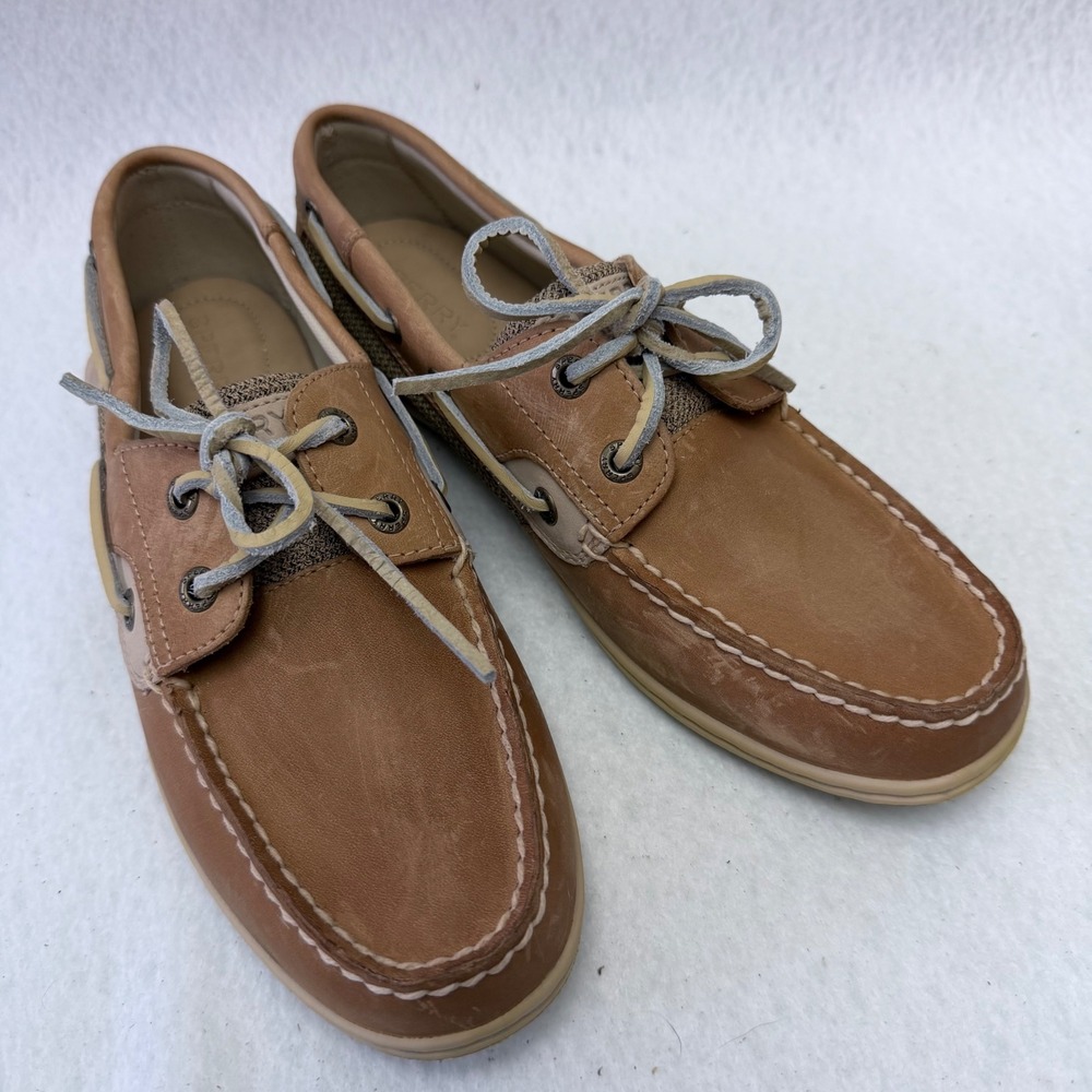 Sperry Bluefish 2-Eye Womens Boat Shoes Linen Multi Leather STS95589 Size 8 - Picture 11 of 12